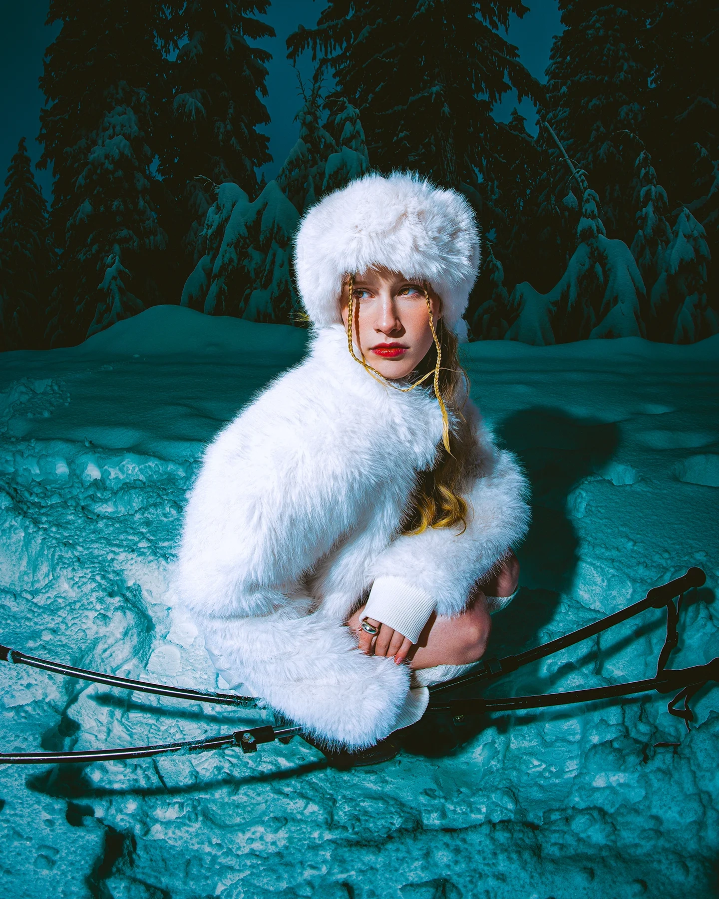 Kolbi Winter editorial cover portrait on snowy Vancouver mountain