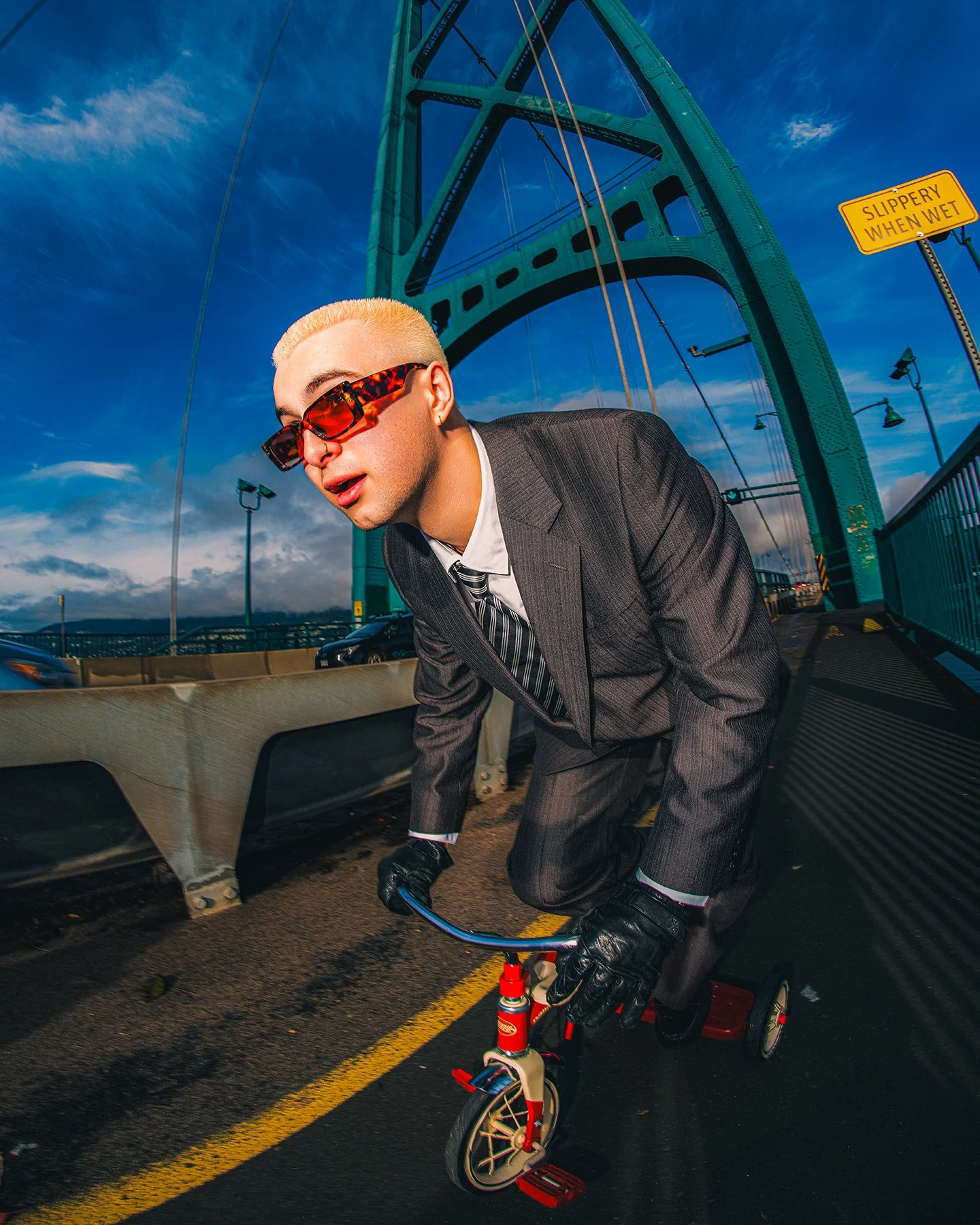 Nakaii editorial cover portrait on Lions Gate Bridge in daytime