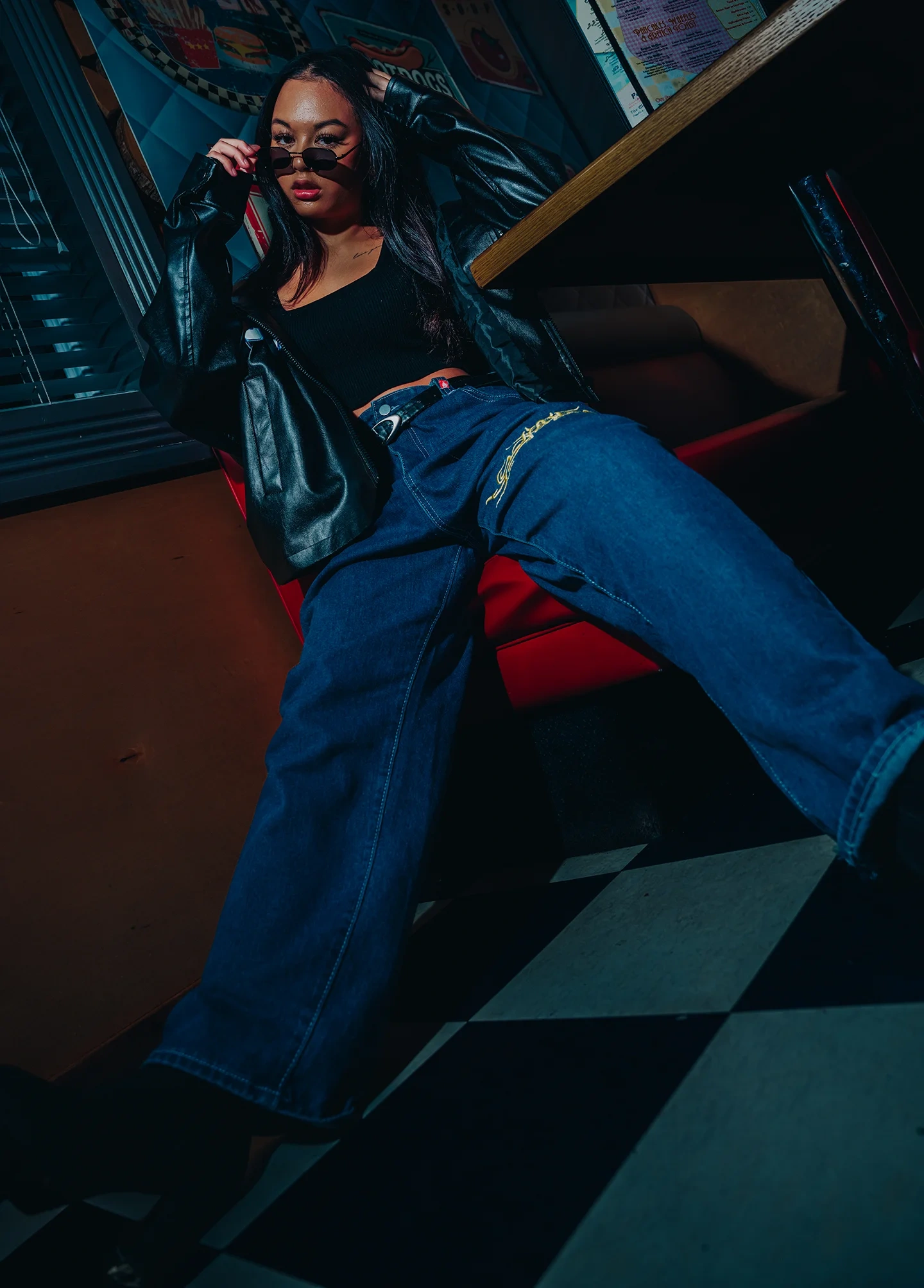 Rachelle editorial cover portrait in a retro diner setting